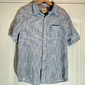 The Normal Brand Mens Size L White/Blue Texture S/S Button Up Shirt Dad Beach